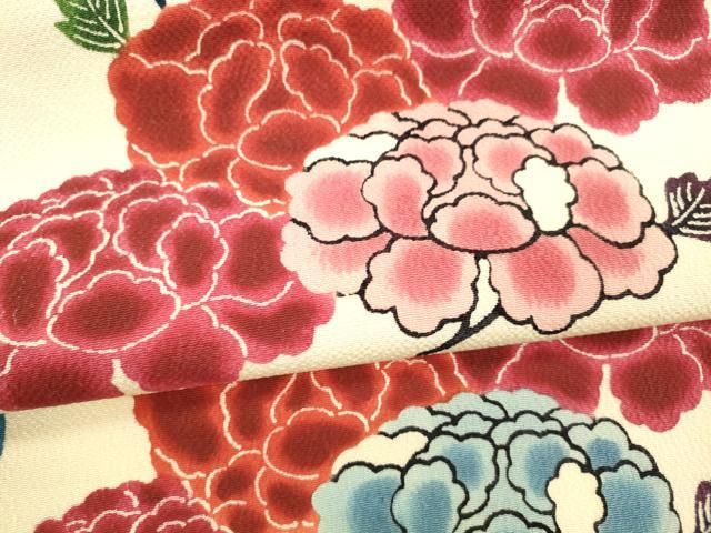 平和屋着物○九寸名古屋帯 型染 草花文 鬼しぼ縮緬 正絹