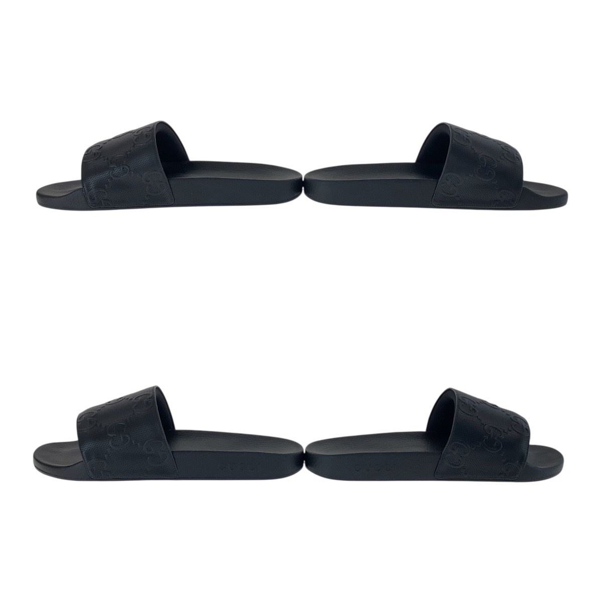 激安/新作 新品未使用 GUCCI グッチ 10/29cm ブラック ラバー サンダル 靴