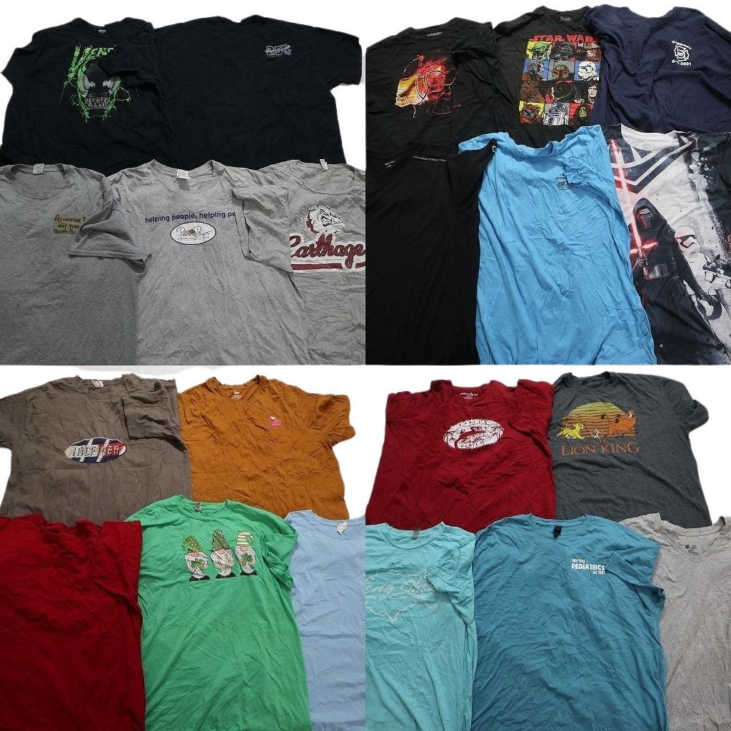 古着卸 まとめ売り カラーmix プリント 半袖Tシャツ 21枚セット (メンズ 2XL ) 映画 大判プリント ヴェノム ディズニー MT0511