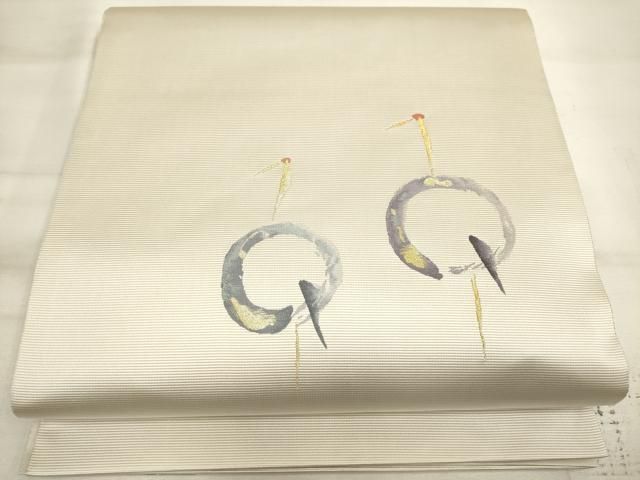 平和屋着物◎太鼓柄袋帯 円相鶴 金糸 正絹 逸品 DAAV7339cd