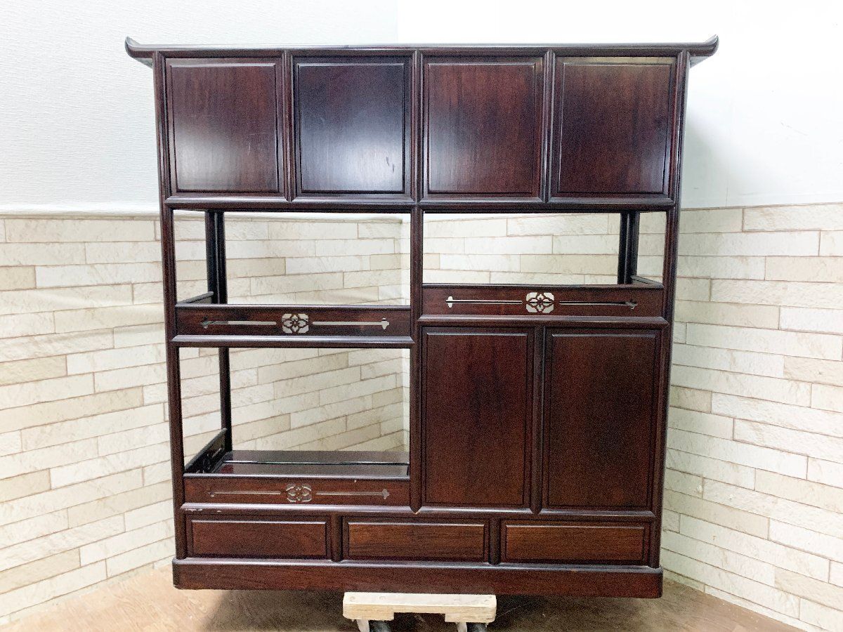 【美品】紫檀　茶箪笥・違い棚・飾り棚 紫檀 茶箪笥 違い棚 飾り棚 和家具 茶棚 昭和レトロ 収納 木製