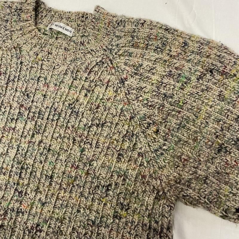 人気アイテムが再入荷！ ISSEYMIYAKEMEN イッセイミヤケメン ニット セーター 半袖 90 s リブライン ミックス ウール ニット セーター アーカイブ 日までセール