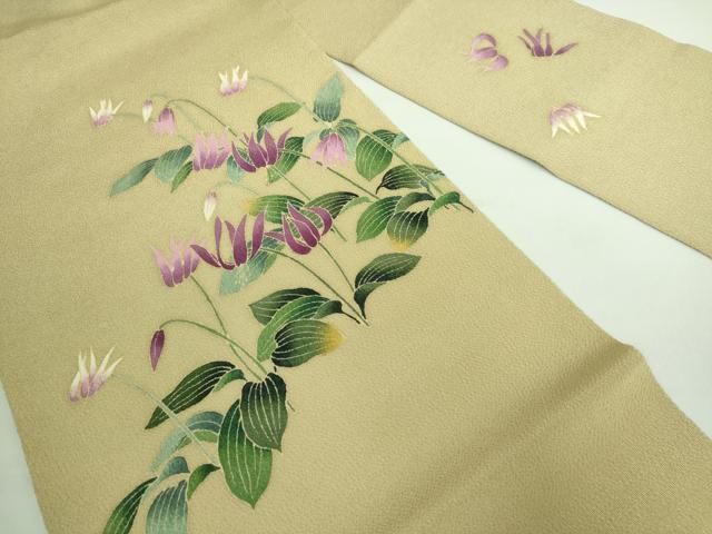 平和屋本店□極上 九寸名古屋帯 竜胆 薄い桑染色地 鬼しぼ縮緬 逸品