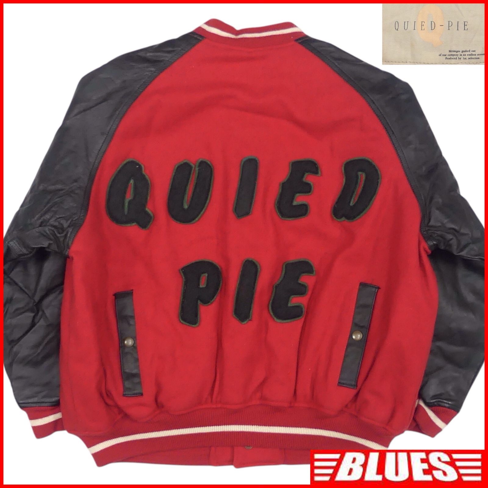 QUIED PIE クワイエッドパイ スタジャン L 古着 レザー 赤 黒 ブルゾン 