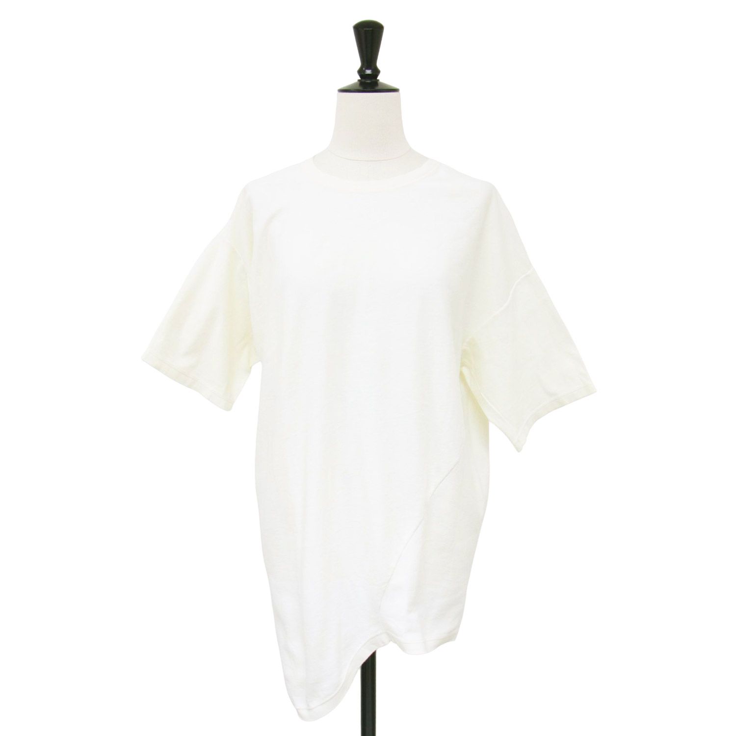 BOTTEGA VENETA - BOTTEGA VENETA ボッテガヴェネタ Tシャツ オフホワイト 白 サイズ:38(M) / アシンメトリー クルーネック Tシャツ / 半袖 コットン プルオーバー / イタリア製 / トップス カットソー 【レディース】【中古】 BOTTEGA VENETA ボッテガヴェネタ Tシャツ オフホワイト 白 サイズ:38