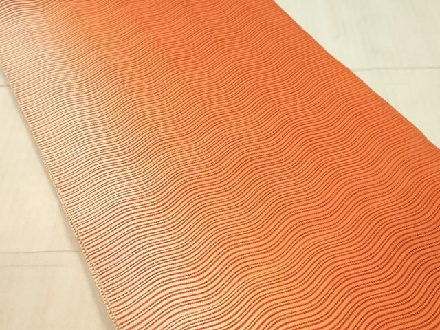 平和屋着物＊夏物 絽綴れ 八寸名古屋帯 よろけ縞 正絹 逸品 DAAX5744cm