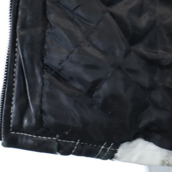リナシメント 本皮 レザージャケット S 黒×白 Rinascimento イタリア製 レディース   【R221014】49cm身幅
