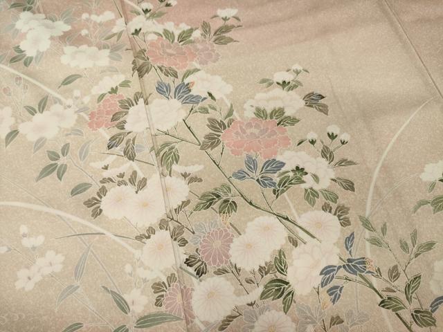 平和屋着物○訪問着 友禅 流水花文 暈し染め 正絹 逸品 未使用