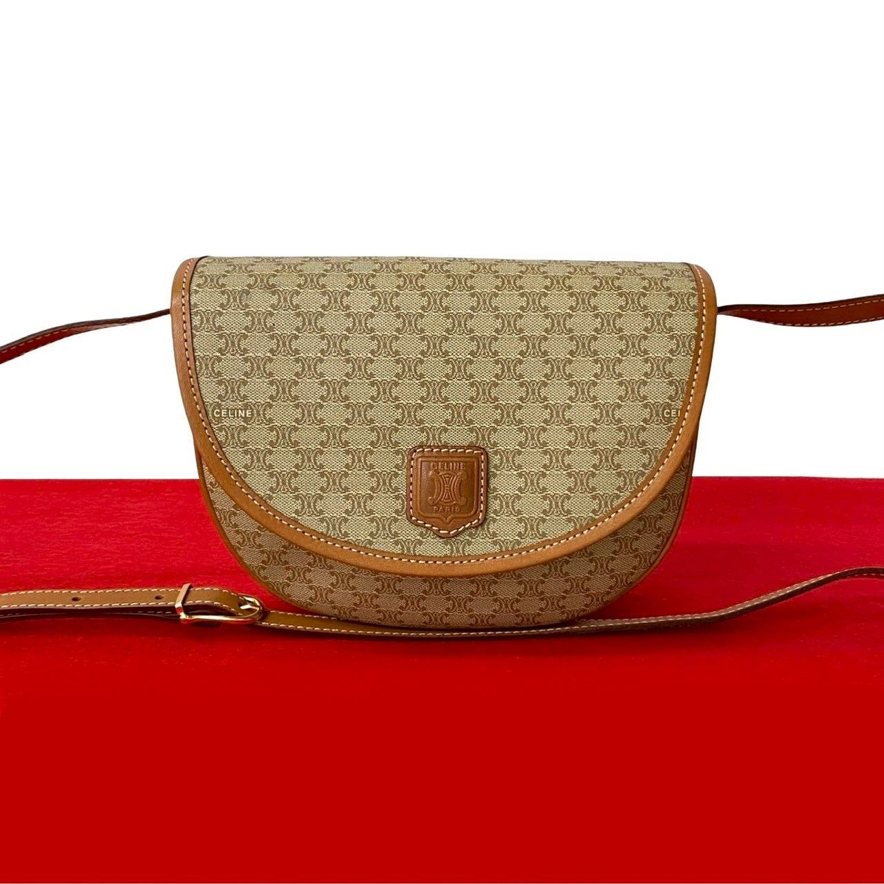 極 美品 CELINE セリーヌ マカダム ブラゾン 柄 トリオンフ ロゴ 
