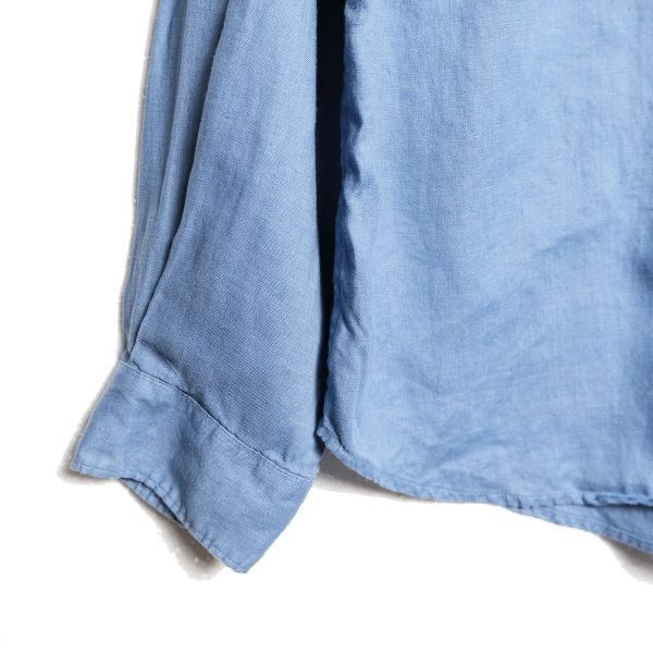 00's GAP ギャップ 100% リネン シャツ 長袖 (L) スチールブルー