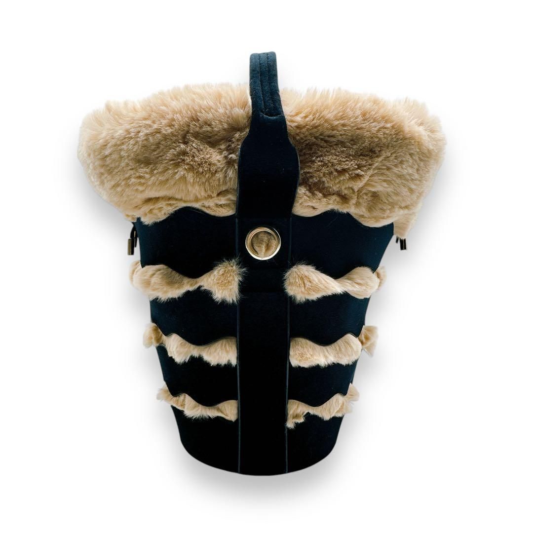 ️ Casselini キャセリーニ バケツ型 ファーバッグ ブラック