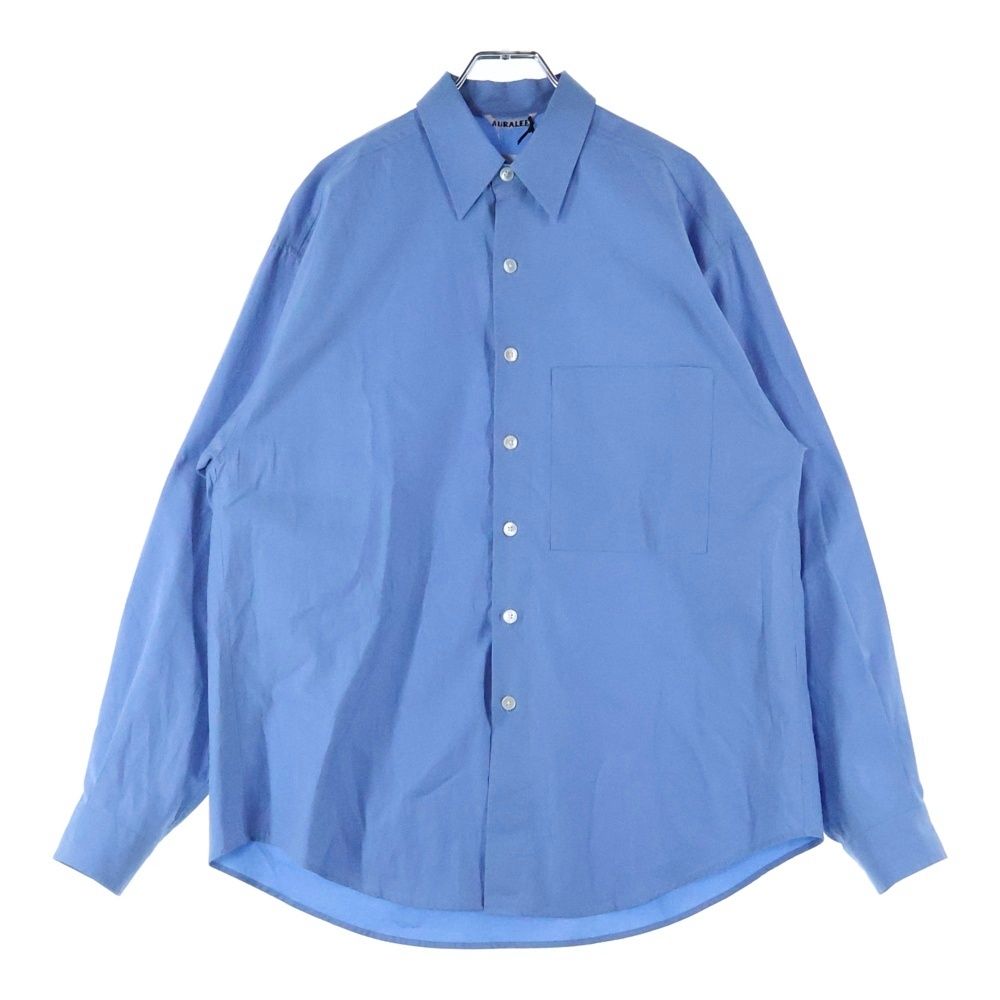AURALEE オーラリー 24AW WASHED FINX TWILL BIG SHIRT フィンクスツイル ビッグシャツ ボタンダウン長袖シャツ ブルー A24AS02TN