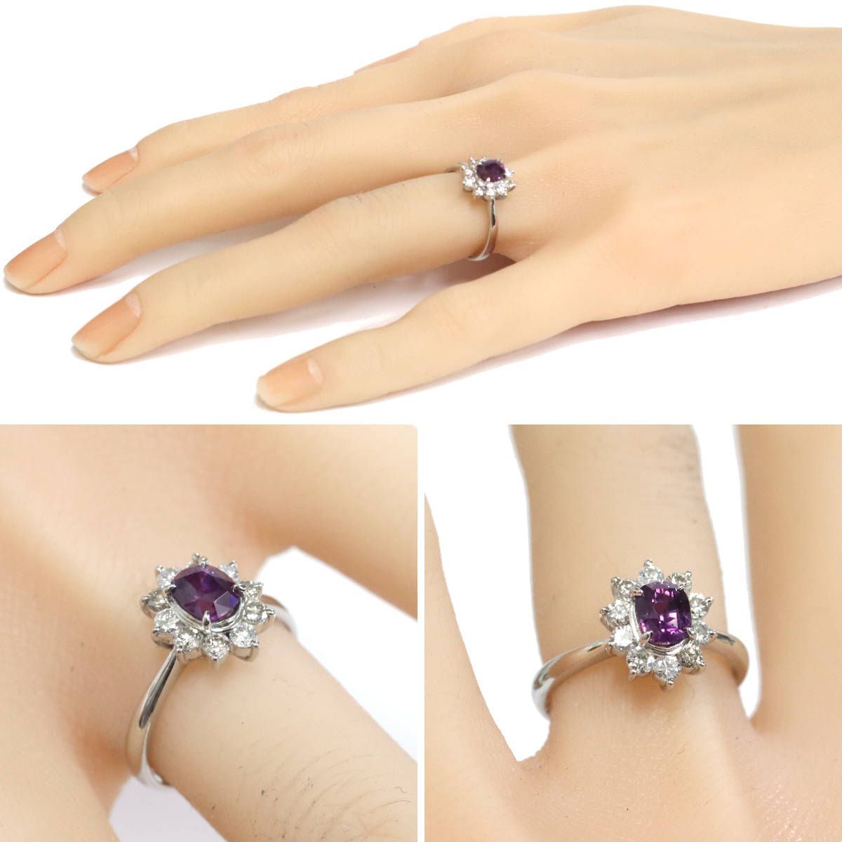 Pt900 パパラチアサファイヤ &ダイヤ リング サイズ13.5 鑑別書付 Pt900 パパラチアサファイヤ &ダイヤ リング サイズ13.5 鑑別書付