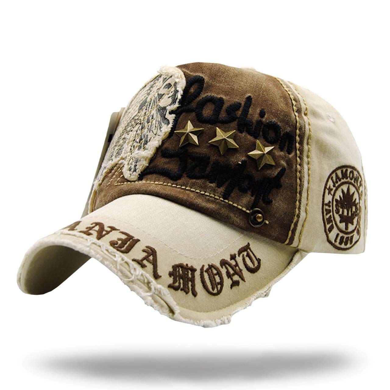 カジュアル アメカジ メンズ ロゴ ダメージ おしゃれ キャップ CA024 帽子 FANG(ホワイトファング) WHITE