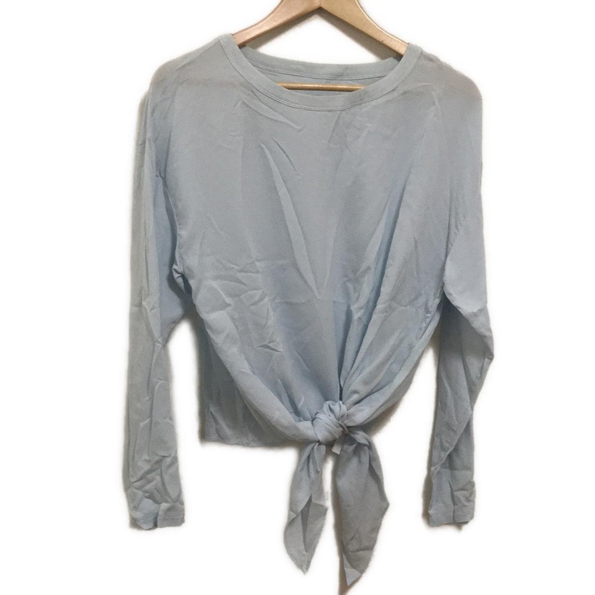 THIRD MAGAZINE サードマガジン 長袖カットソー サイズ9 M レディース - ライトブルー クルーネック シルク