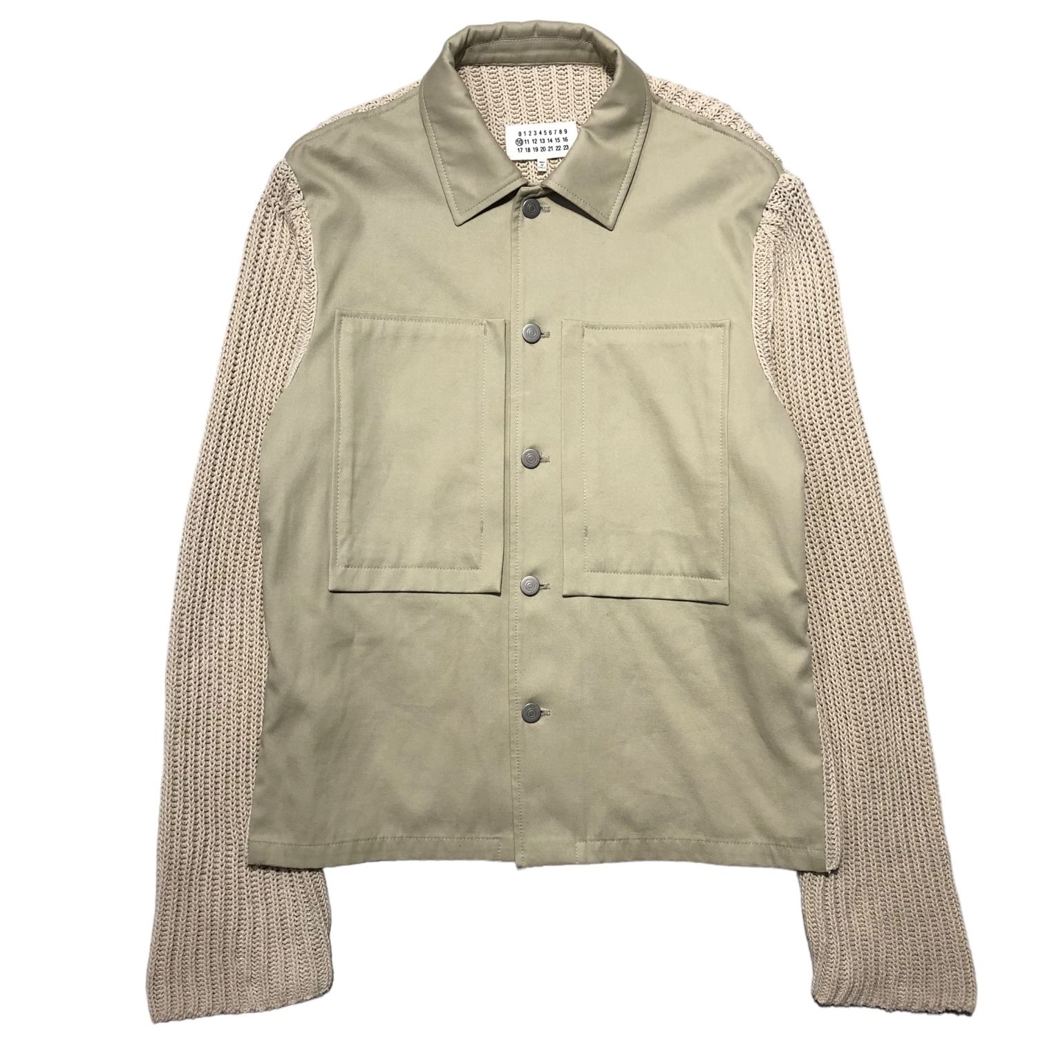 メゾンマルジェラ 20ssニット ドッキング ワークジャケット　ベージュ　カーキ MAISON MARGIELA(メゾンマルジェラ) 20SS knit docking work