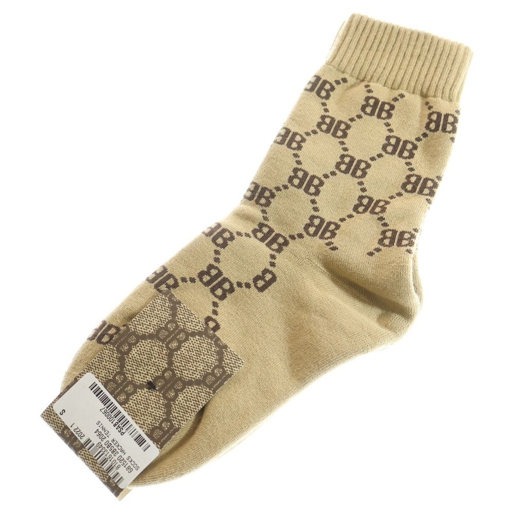 BALENCIAGA バレンシアガ 22AW ×GUCCI HACKER COLLECTION TENNIS SOCKS グッチ ハッカーコレクション BBモノグラム テニスソックス 靴下 ブラウン 681520