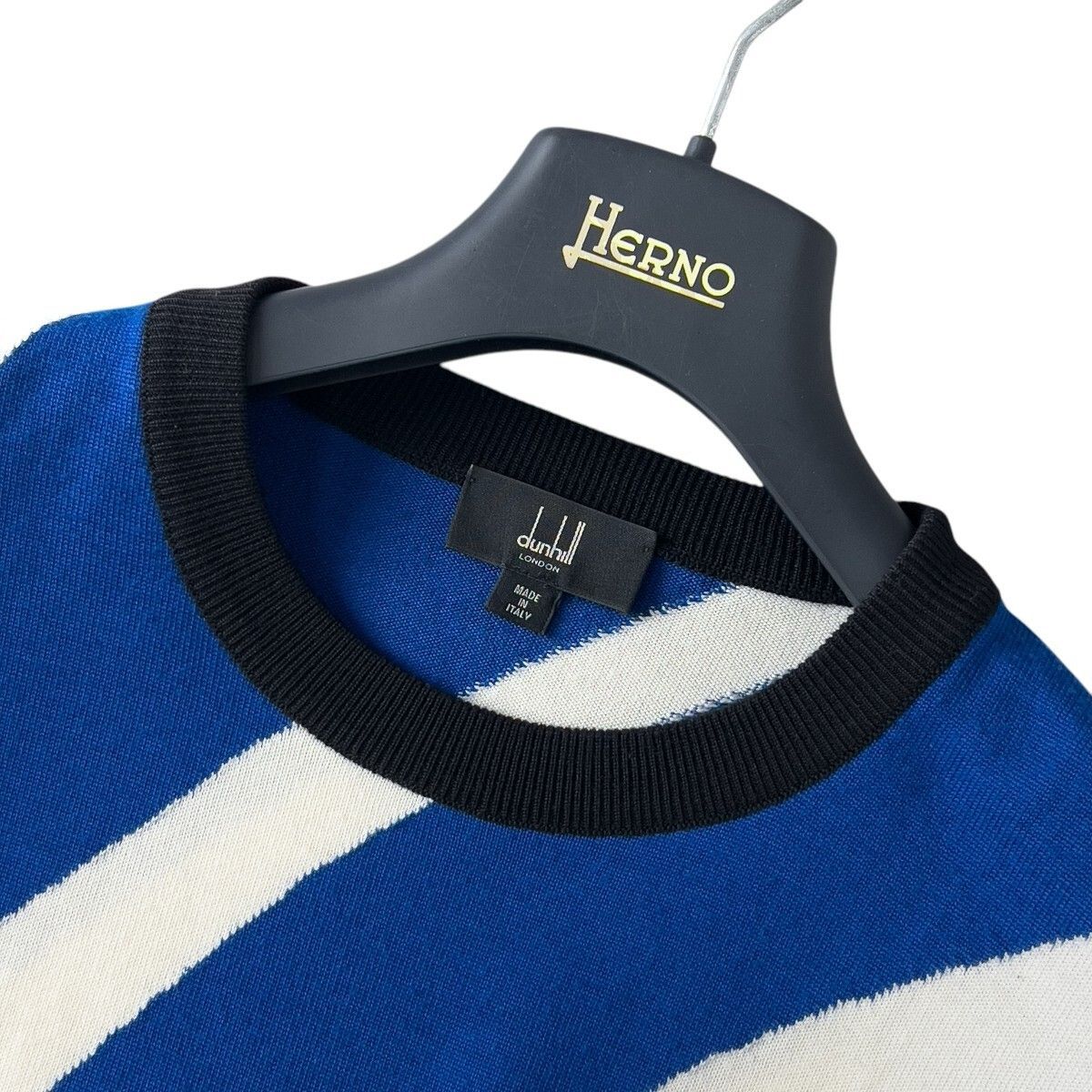 未使用級 dunhill ダンヒル Merino Deco Graphic Crew 薄手 ウール 