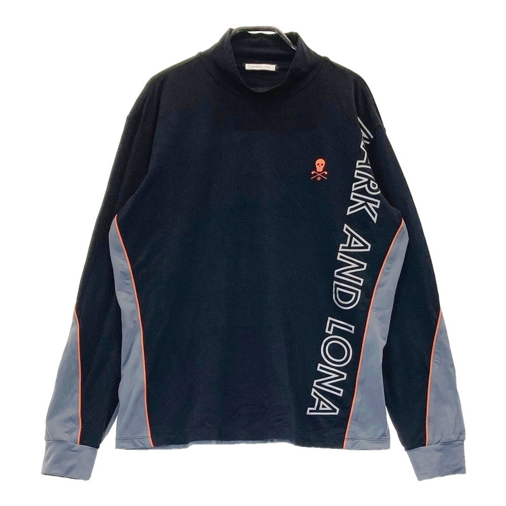 サイズ：48 MARK&LONA マークアンドロナ  ハイネック 長袖Tシャツ スカル  ブラック系 [240101495071] ゴルフウェア メンズ ストスト サイズ：48 MARK&LONA マークアンドロナ ハイネック 長袖Tシャツ