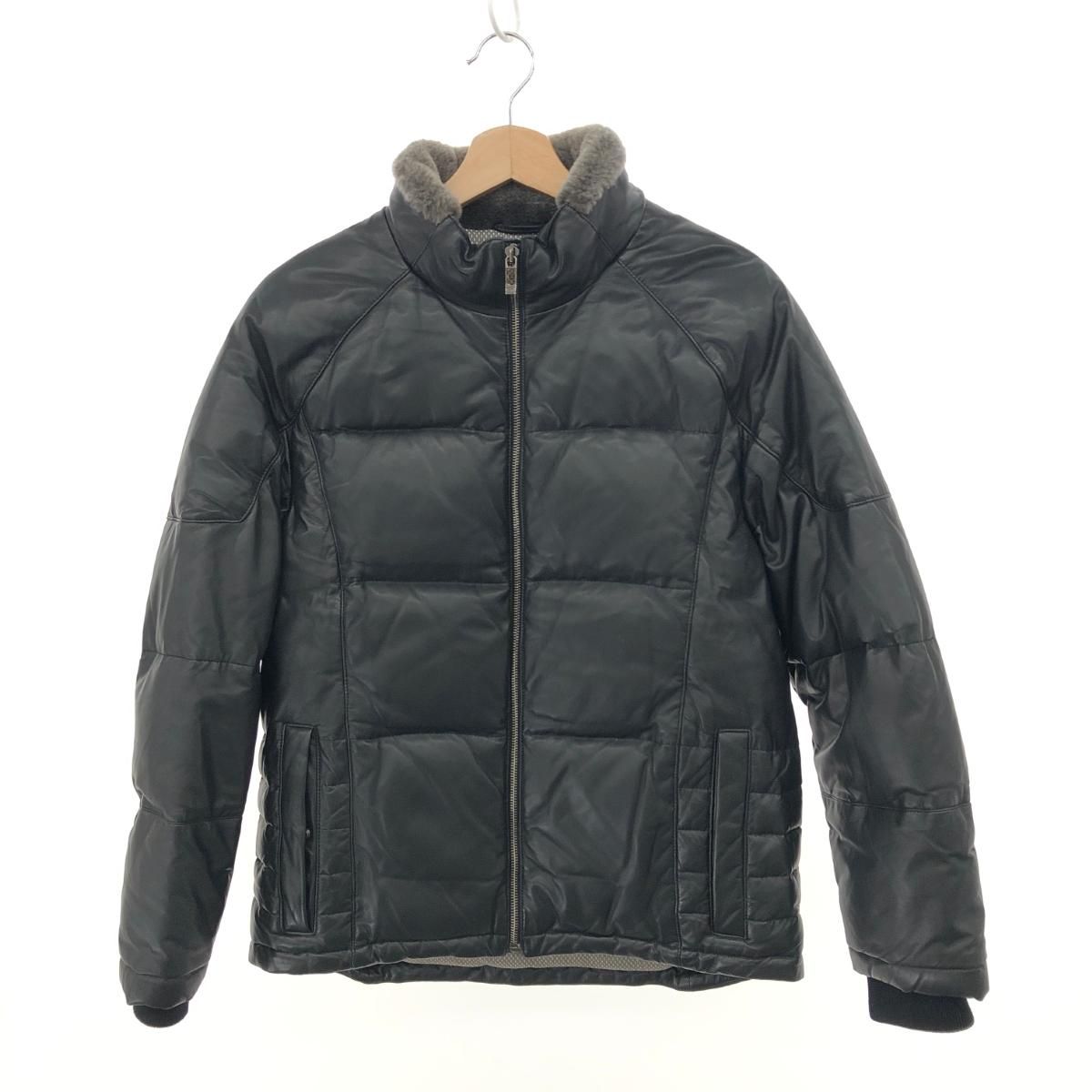 Zegna Sport ゼニアスポーツ  レザーダウンジャケット Sサイズ  ブラック シープスキン メンズ 　240001077298