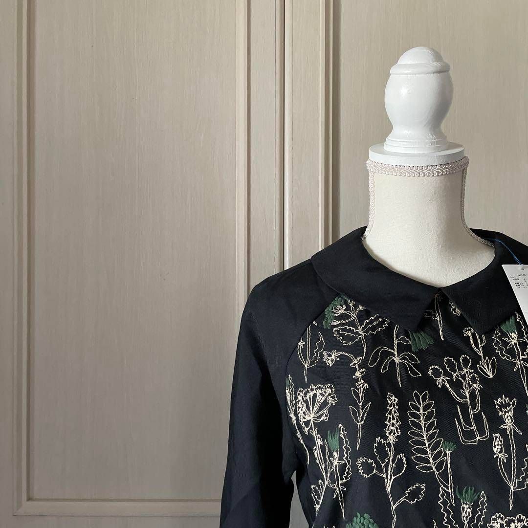 U ホコモモラ Jocomomola 花柄 刺繍 ワンピース ロング 黒 お呼ばれ デート オフィスカジュアル 食事会