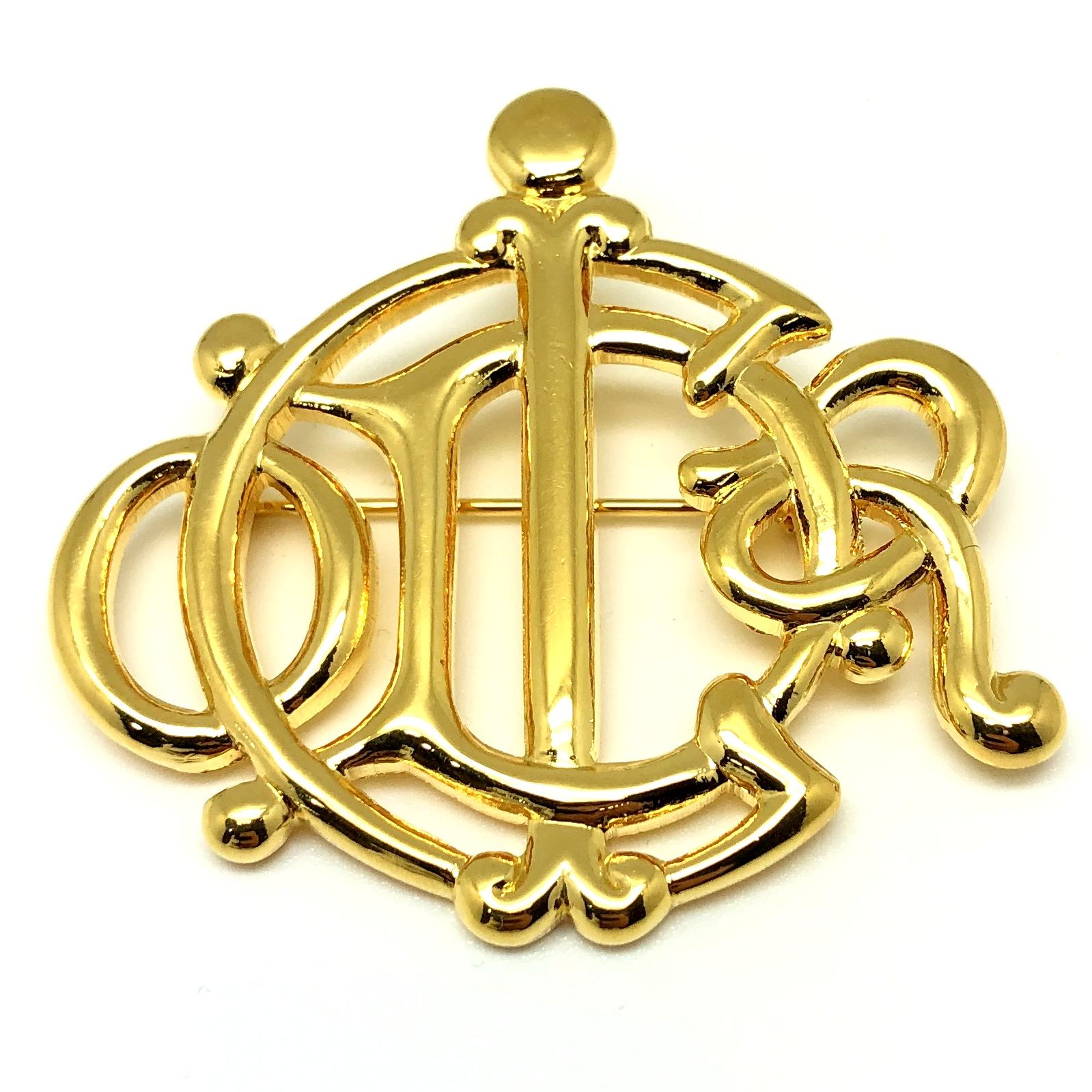 Christian Dior 紋章 ロゴ ブローチ ゴールド-