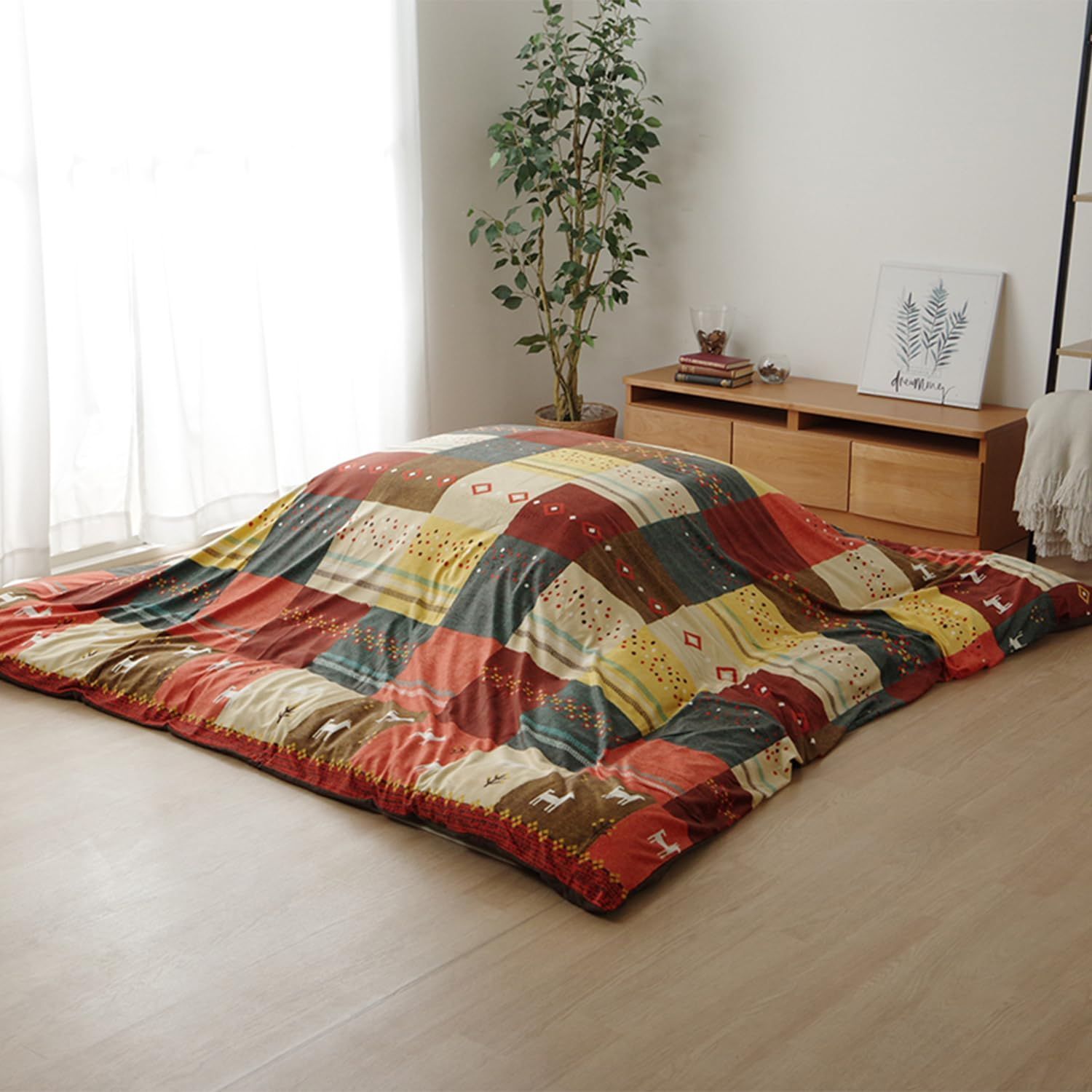 Size 約215×215cm_Color レッド イケヒコ こたつ掛けふとん用カバー 正方形 シンシア 約215×215㎝ レッド 洗える 5195219
