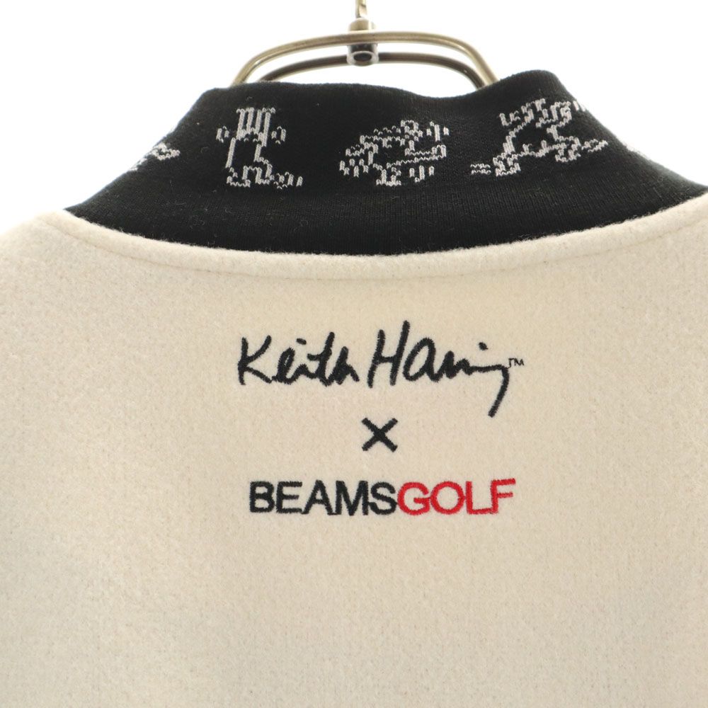 ビームスゴルフ × キースヘリング コラボ ゴルフ フリース ブルゾン M 白系 BEAMS GOLF × Keith Haring レディース ビームスゴルフ × キースヘリング コラボ ゴルフ フリース