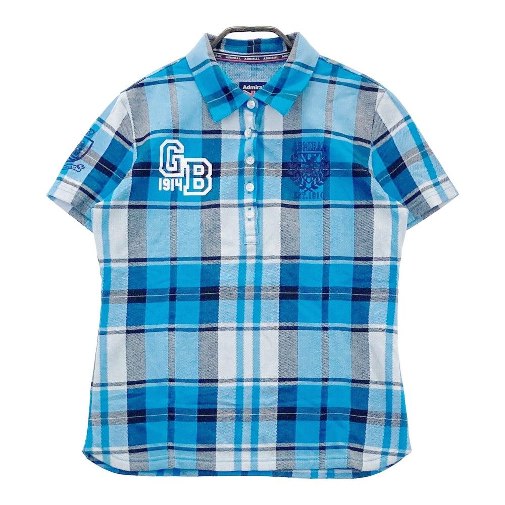 Admiral ゴルフウェア　青　チェック柄　ポロシャツ Admiral ゴルフウェア 青 チェック柄 ポロシャツ チェック柄 スポーツ