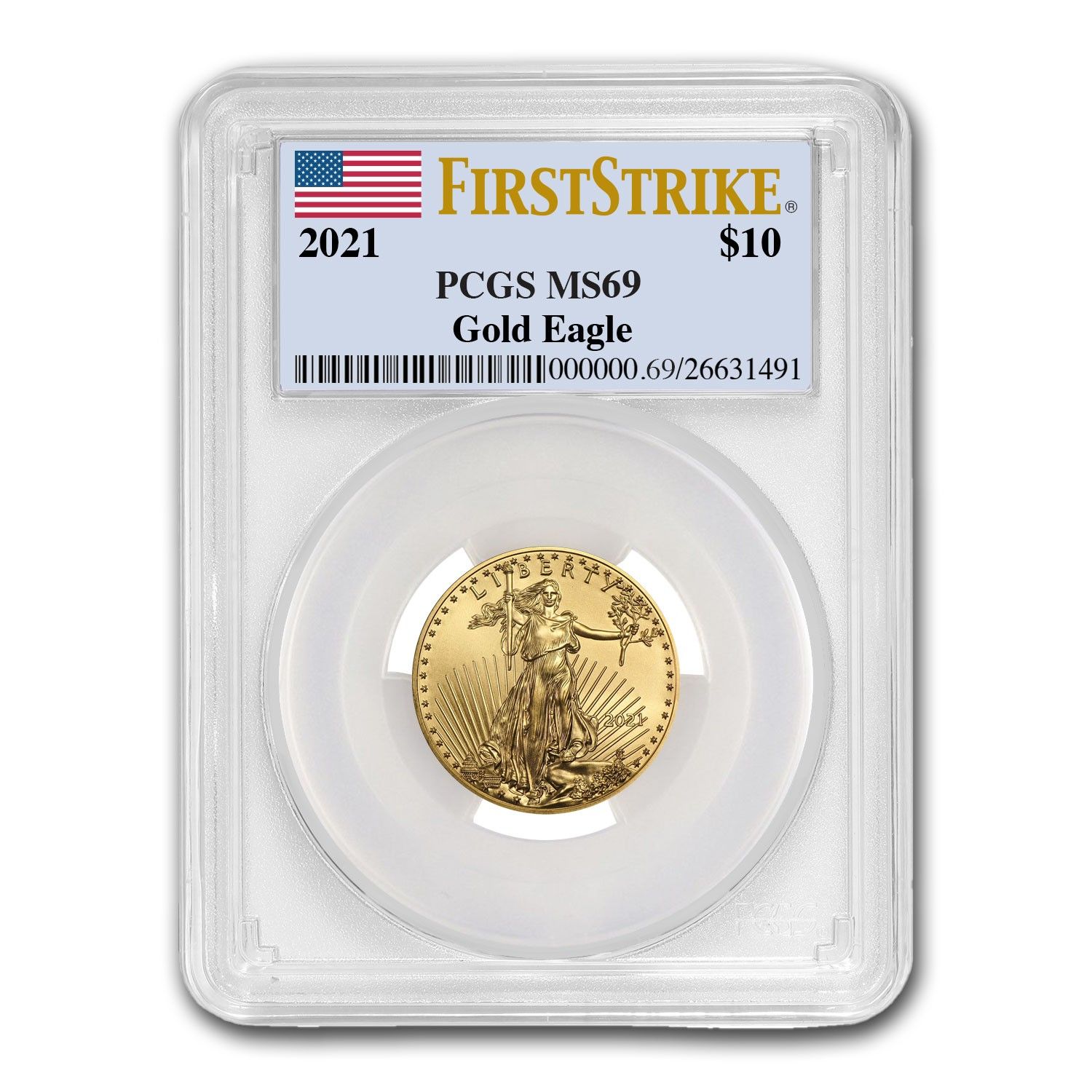 2021 1|4 oz American G Eagle Type 1 MS-69 PCGS FSR