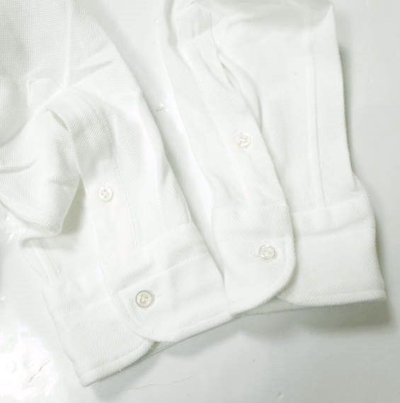 ホワイト　　アシンメトリー　鹿の子　ポロシャツ　プルオーバー LES LESTON レスレストン 日本製 鹿の子 ニットシャツ プル