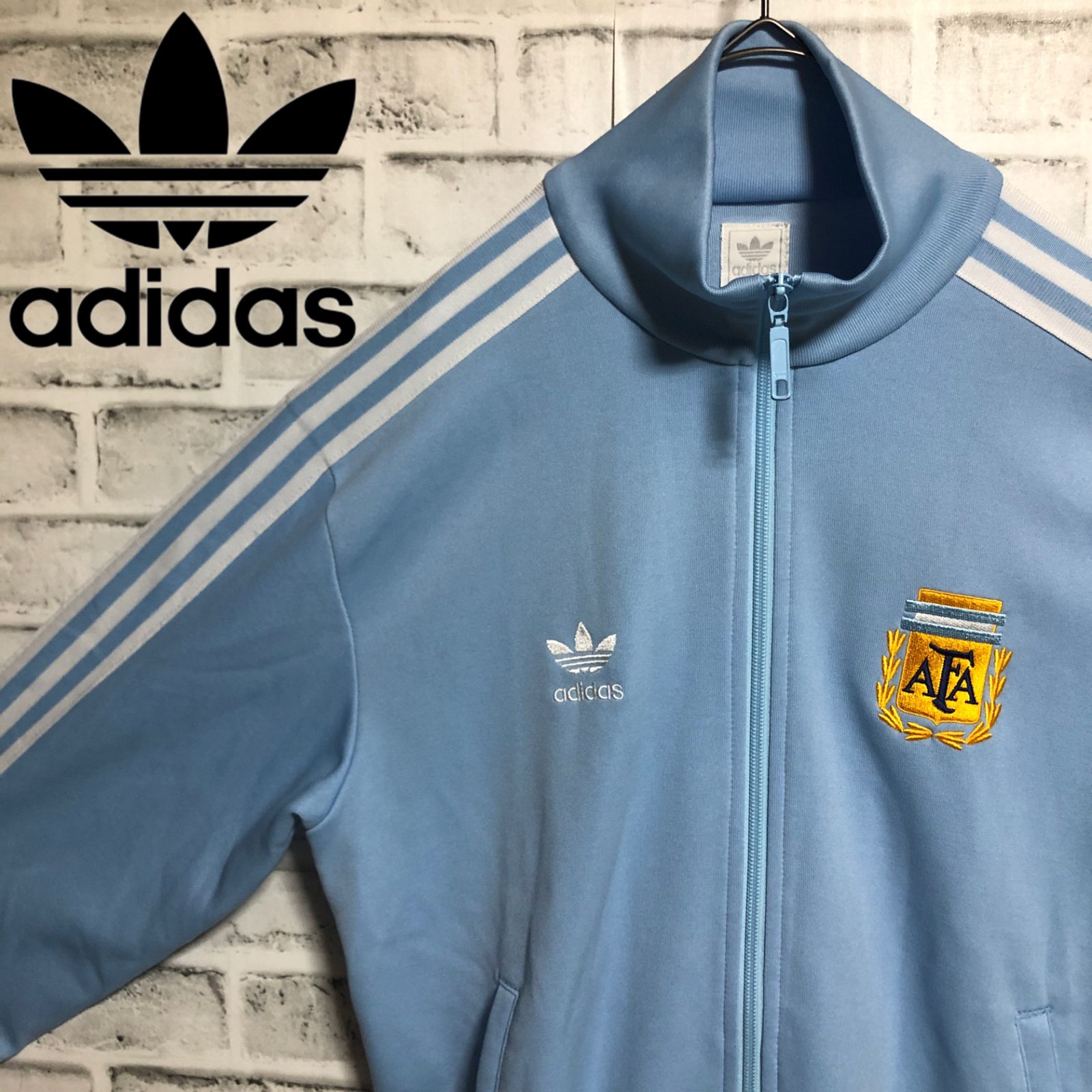 12年製adidasトラックジャケット刺繍ロゴアルゼンチン代表サッカーY2K adidas アディダス アルゼンチン代表 AFA トラックジャケット L