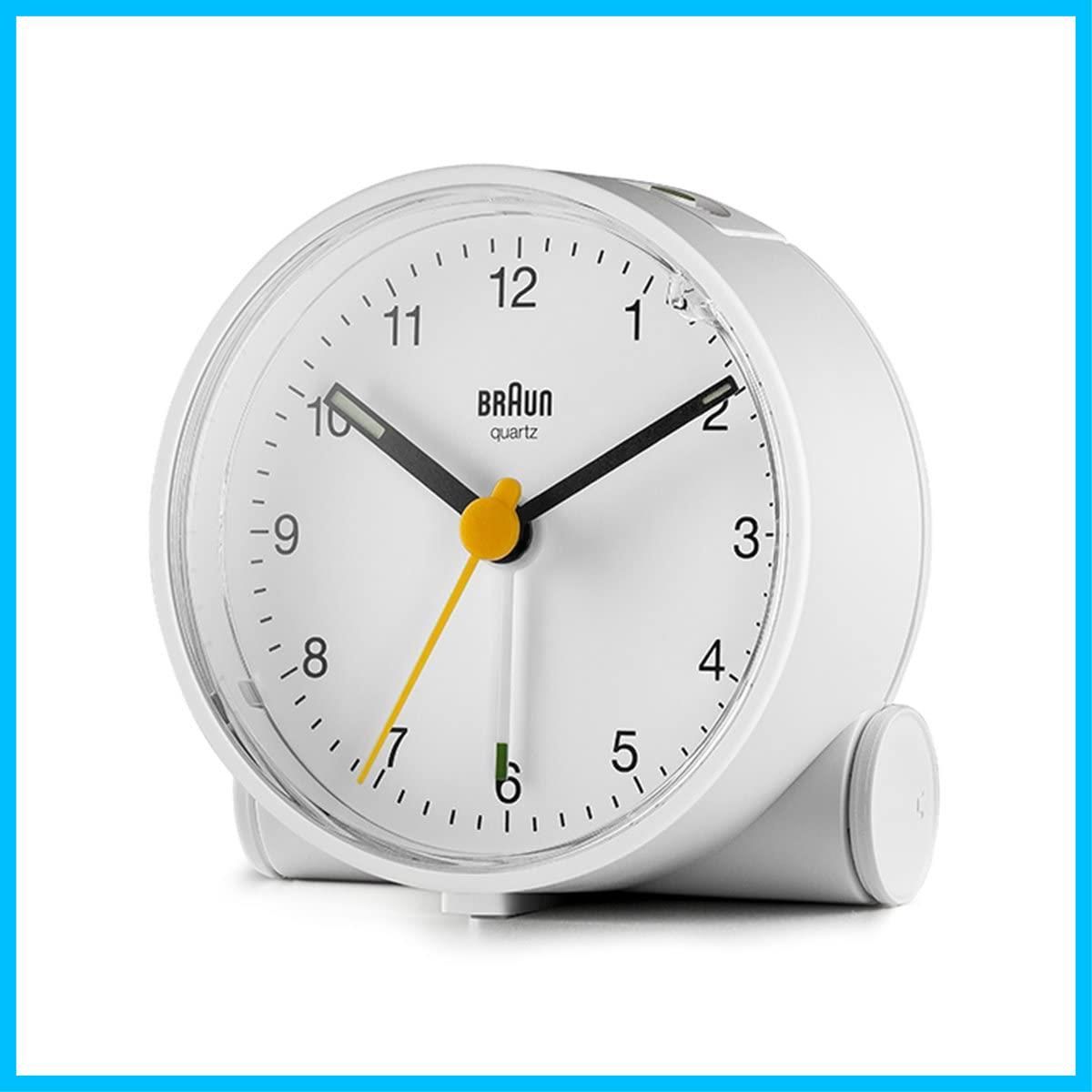 【特価セール】BRAUN(ブラウン) 置き時計 ホワイト W69×H69 ×D37  内蔵型スヌーズ・ライト機能・静音設計・ルミナス BC01W