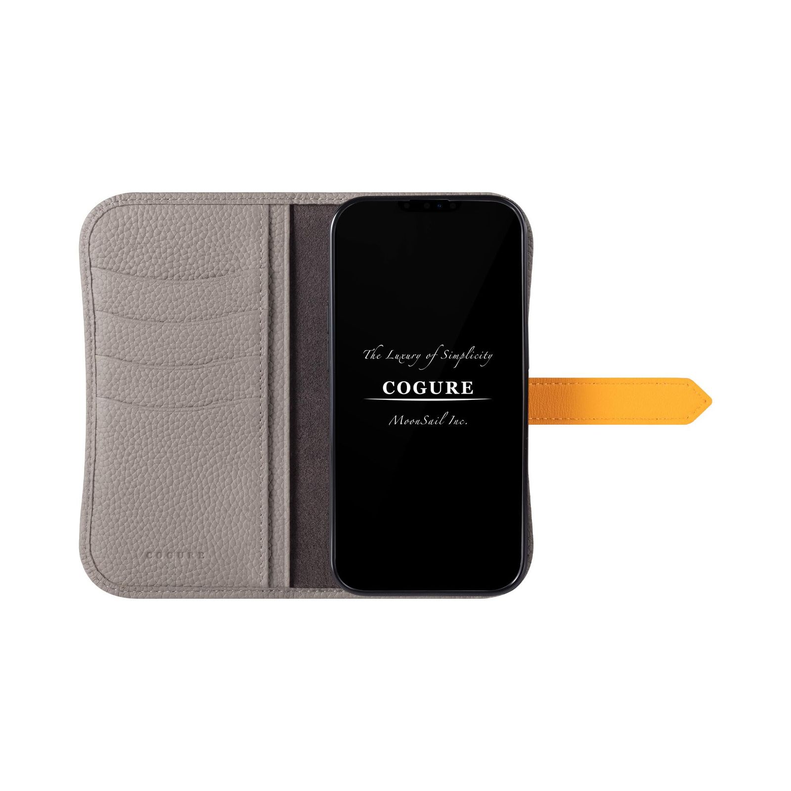 COGURE スマホケース iPhone16Plus用 手帳型 ケース 本革 ベルト付き カード収納 ストラップ 落下防止 スタンド機能 TPUケース 耐衝撃 磁石なし ギフトボックス付き COPA グレージュ Grege