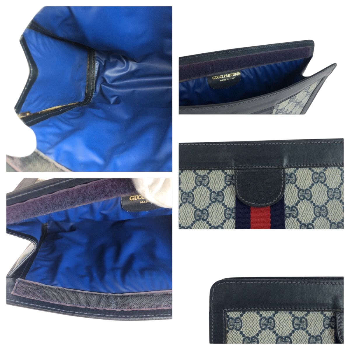 GUCCI グッチ シェリーライン グレー ネイビー GGスプリームキャンバス