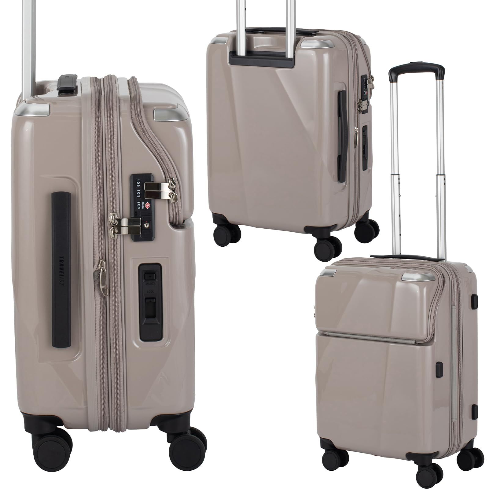 拡張機能付き 35 L 43 ストッパー付き 53 フロントオープン トップオープン cm 機内持ち込みサイズ 3.6 kg ジッパーキャリー シエラ スーツケース 76-25090 トラベリスト