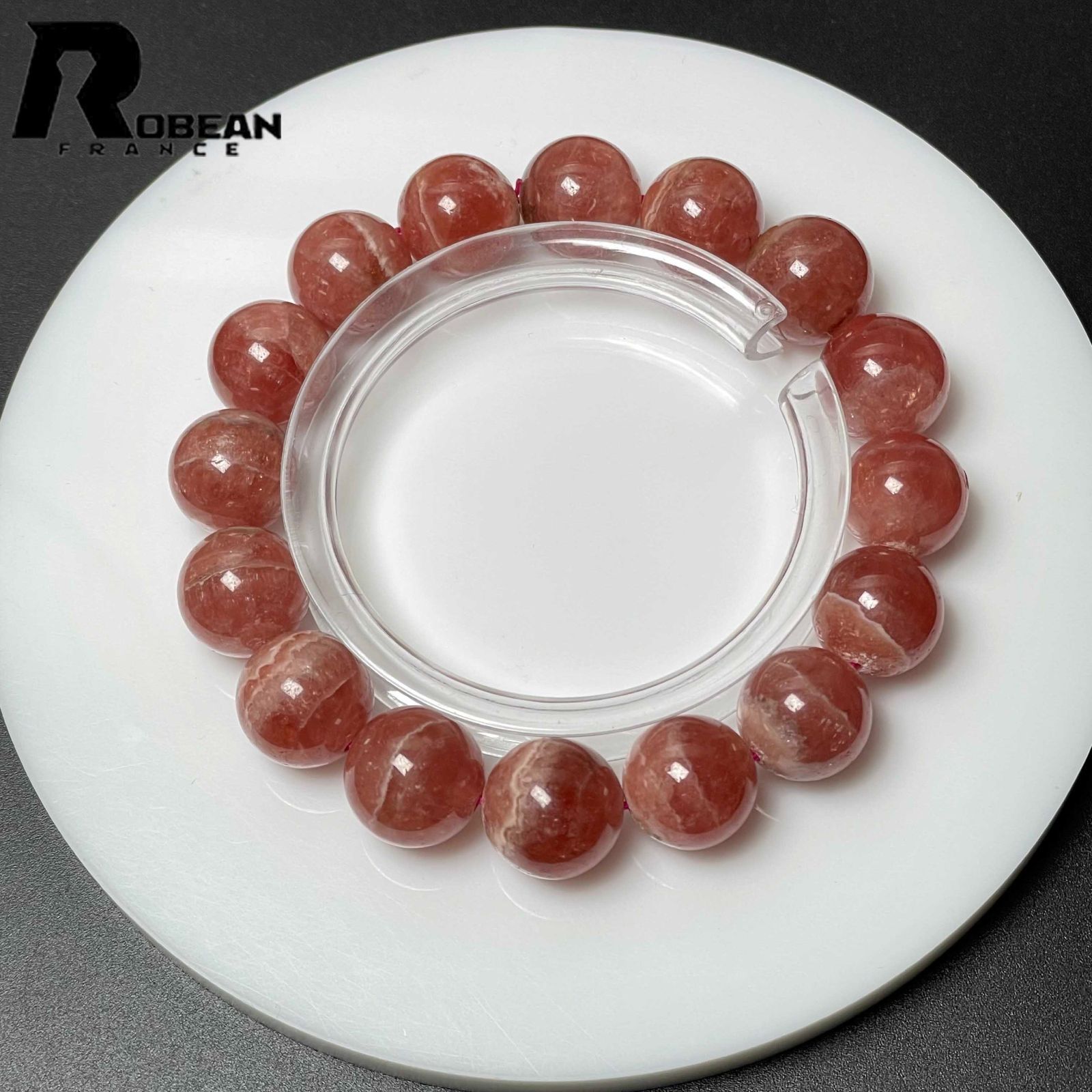 上品 EU製 定価33万円ROBEAN・インカローズブレスレット パワーストーン 原石 天然石 高級 ギフト プレゼント バラ色 ギフト プレゼント 13.1-13.7mm M0213268