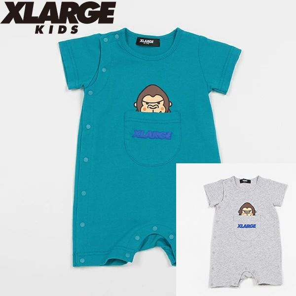 新品 XLARGE KIDS(エクストララージキッズ)2024年春夏 ファニーゴリラポケットカバーオール 70cm 2色展開 単品販売 ロンパース X-LARGE KIDS キッズ 子供服 男児