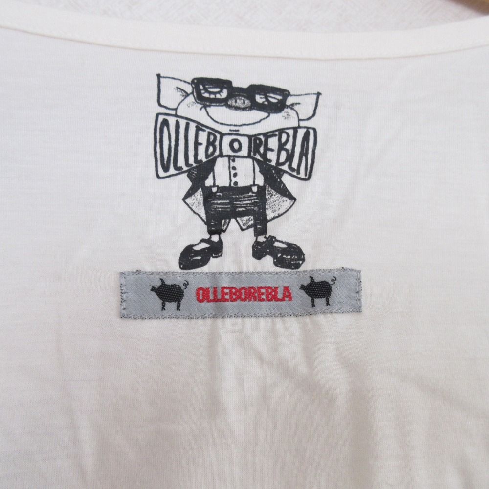 美品 OLLEBOREBLA アルベロベロ オレボレブラ ぶたさん フリルカットソー Tシャツ ホワイト レディース 古着 中古 美品 OLLEBOREBLA アルベロベロ オレボレブラ ぶたさん フリル