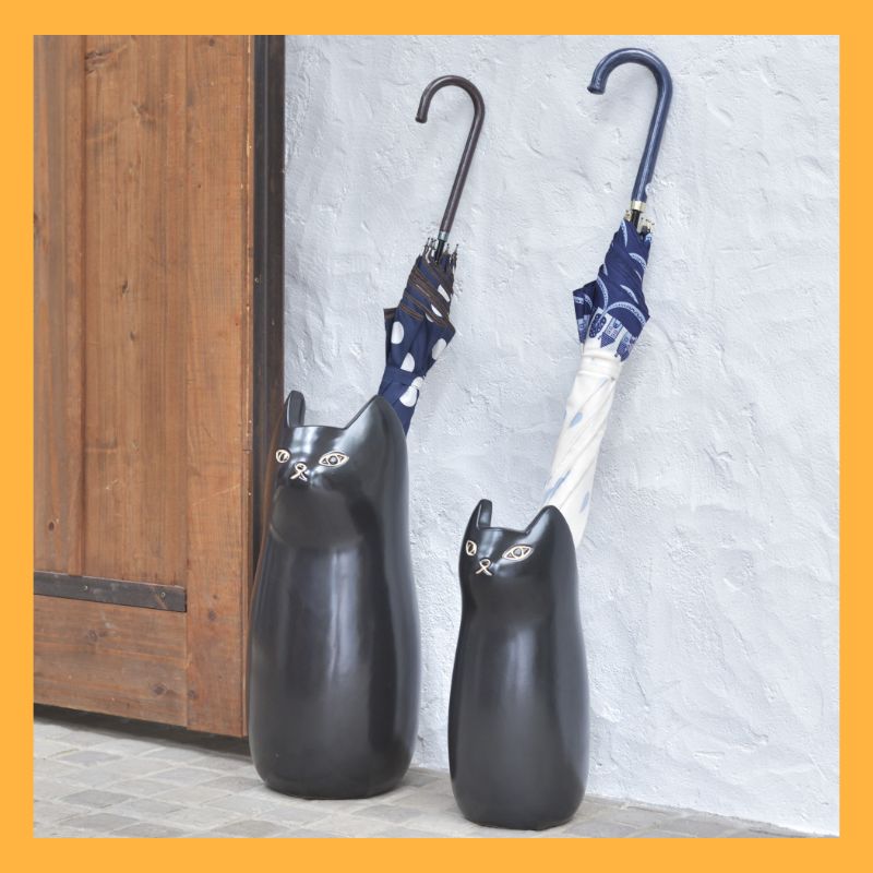 黒猫傘立て　Sサイズ　１個　傘立て　インテリア　置物　収納家具　雑貨