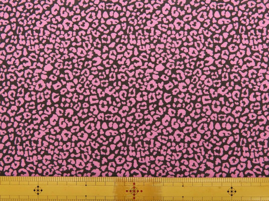 ゆきちゃん限定】X524 レオパード ヒョウ柄 ピンク系/黒系 布 1m