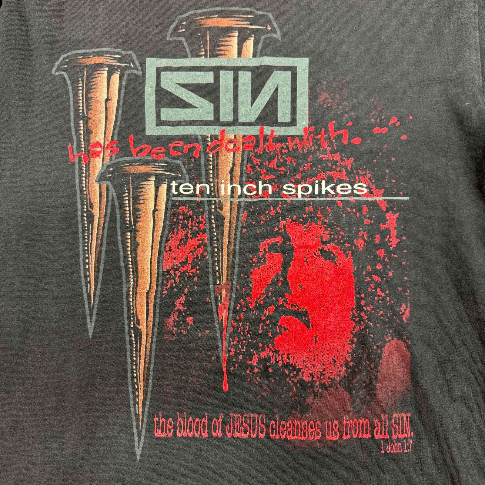 Vintage Nine Inch Nails 90s ten inch spikes Tee Jaysボディ