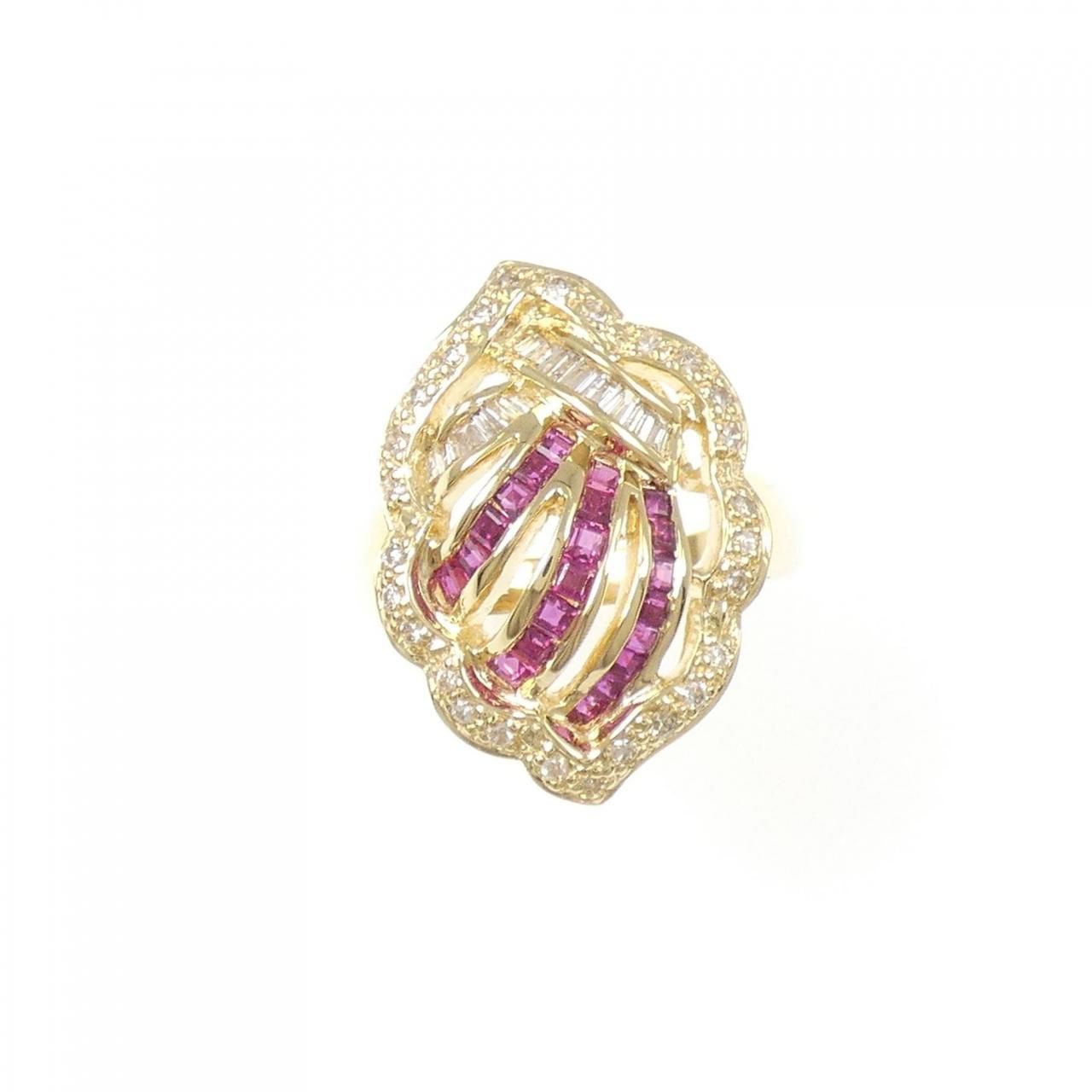 K18YG ルビー リング 0.76CT N576】K18 ルビー ダイヤモンド K18YG ルビー リング 0.76CT N576】K18 ルビー ダイヤモンド
