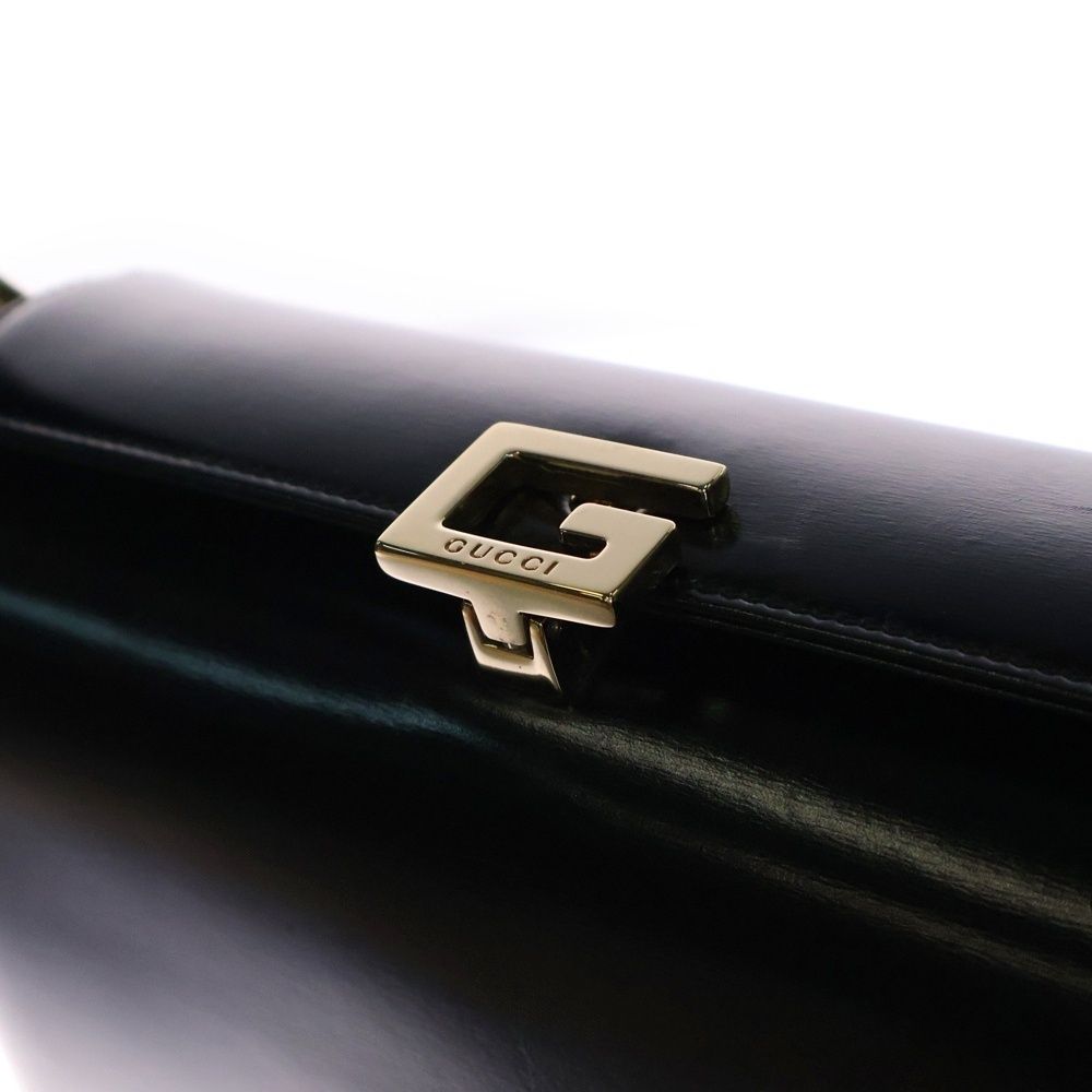 GUCCI (グッチ) オールドグッチ ハンドバッグ ブラック ゴールド