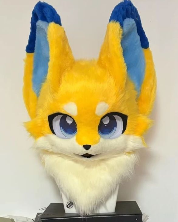 ファースーツ 着ぐるみセット 青 黄色 キツネ ケモノ ファースーツ 全