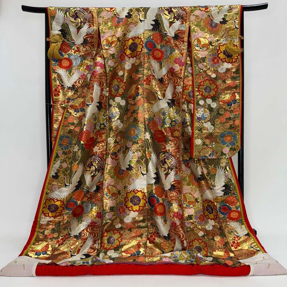 色打掛 正絹 金 観世栄夫 打掛 花嫁衣裳 婚礼 リサイクル 中古  