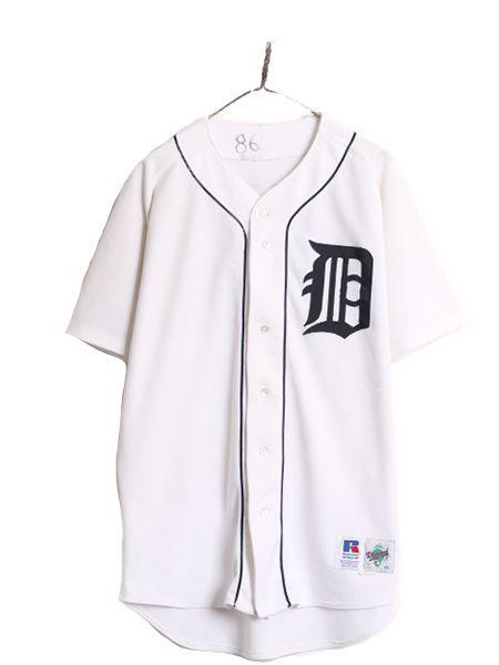 90s USA製 MLB オフィシャル ラッセル タイガース ベースボール シャツ メンズ XL 程 90年代 オールド ユニフォーム メジャーリーグ 重ね着 お得なクーポン配布中!】 90s USA製 MLB オフィシャル ラッセル