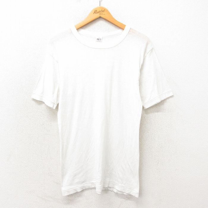 L/古着 半袖 ビンテージ Tシャツ メンズ 80s 無地 クルーネック 白 