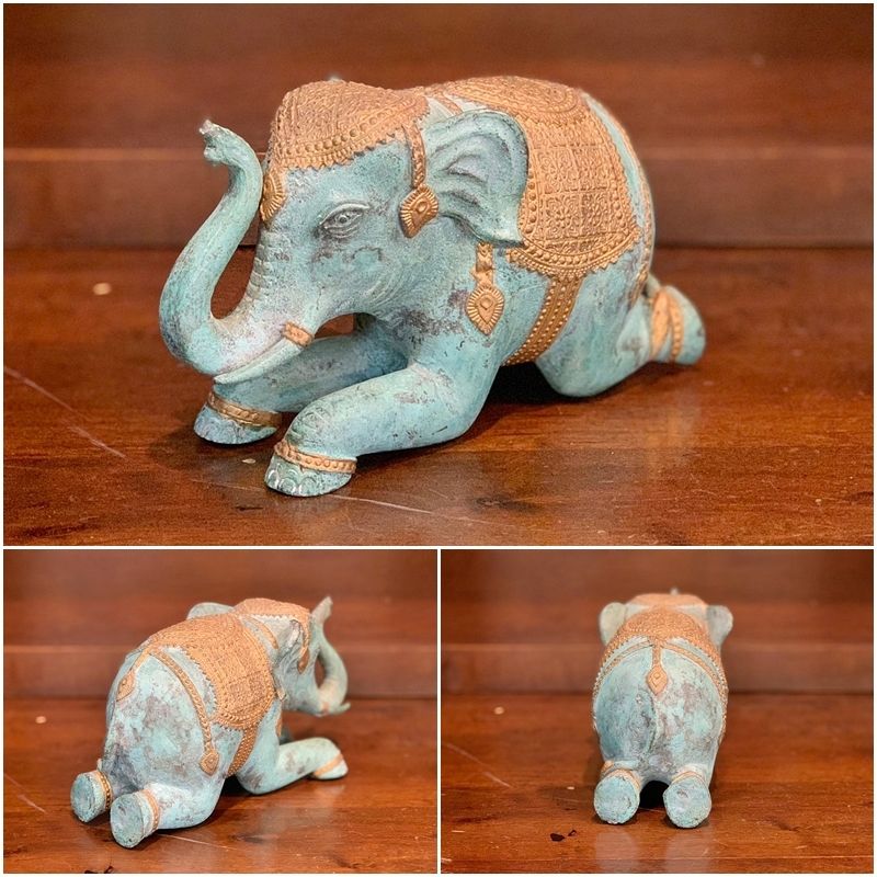 ロイヤル ゴールデン パティナ ブロンズ 象置物 青銅 幸運 工芸品
