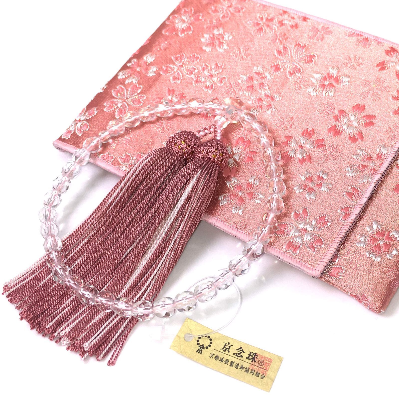 【人気商品】数珠袋付き】女性用 切子硝子 数珠【高級 全ての宗派でお使い頂けます【京都珠数製造卸協同組合タグ付き】 漆ぷろだくと